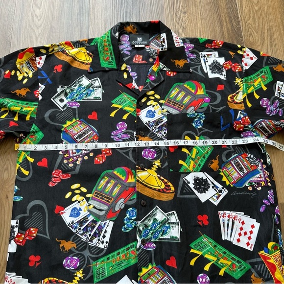 Andrade Hawaiian Shirt Mens XL Casino Cards Slots All Over Print Button Up Vegas - Picture 9 of 9